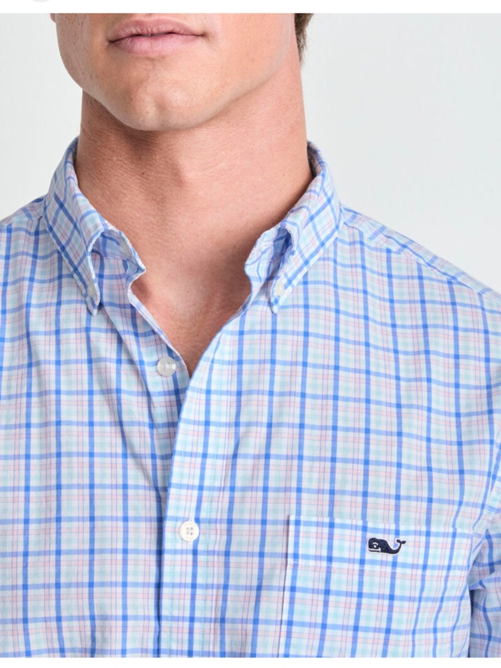Vineyard vines men classic ft Crosby Blue pink flannel Button-Down Shirt medium